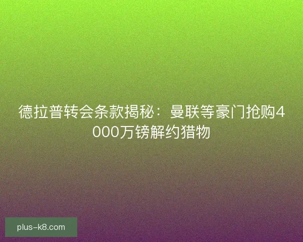 德拉普转会条款揭秘：曼联等豪门抢购4000万镑解约猎物