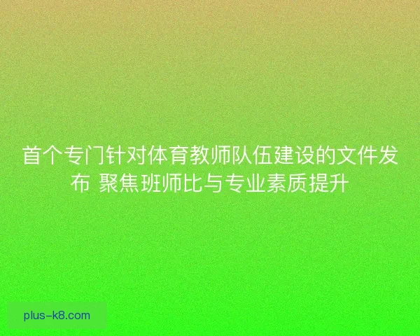 首个专门针对体育教师队伍建设的文件发布 聚焦班师比与专业素质提升